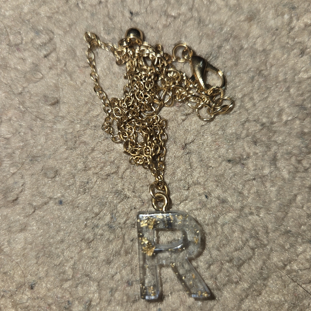 Light Blue Initial 'R' Pendant Necklace